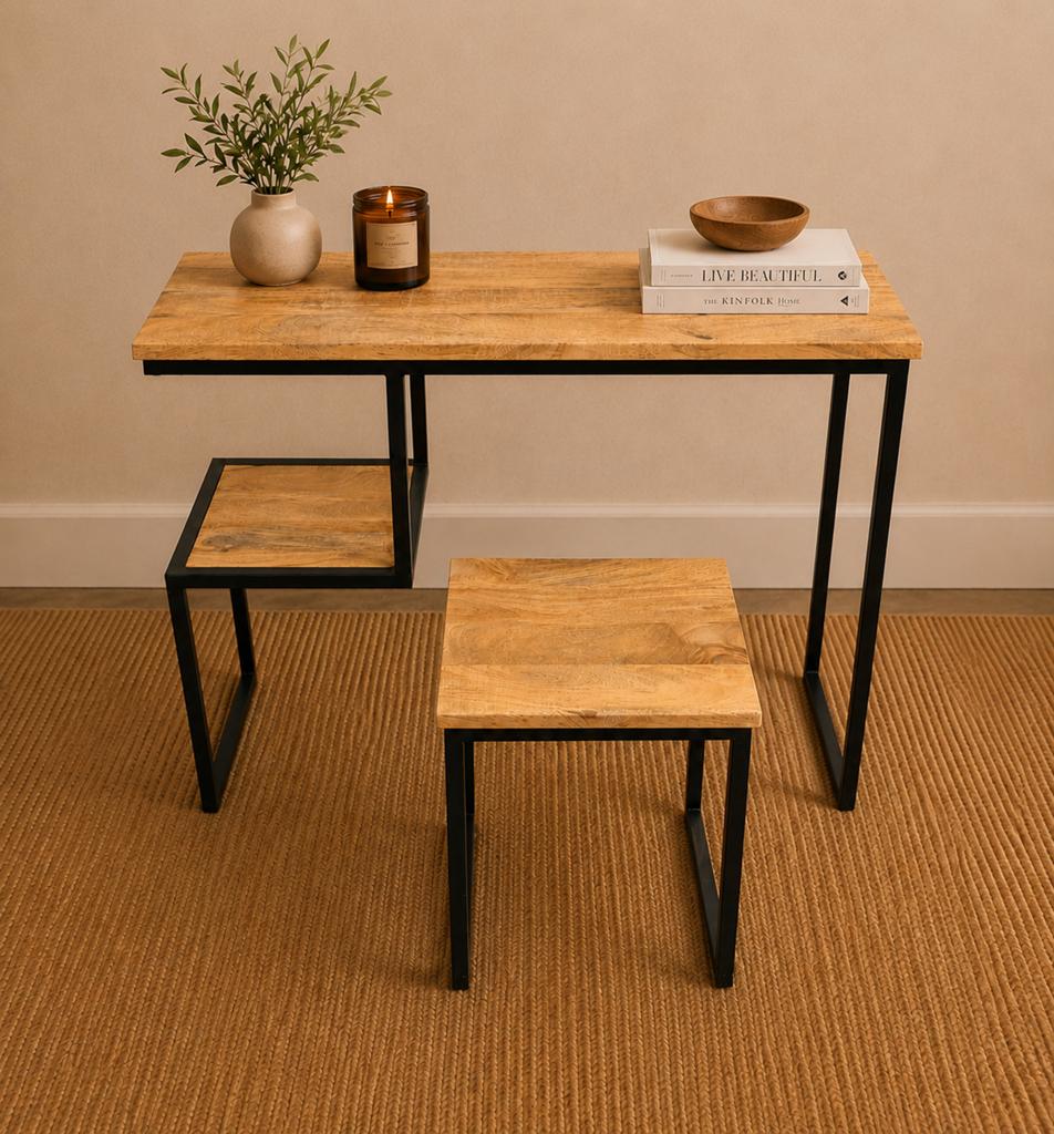 Nieuw HSM sidetable – naturel/zwart – mangohout/ijzer, 100 tot 150 cm, Nieuw, Ophalen of Verzenden, Metaal