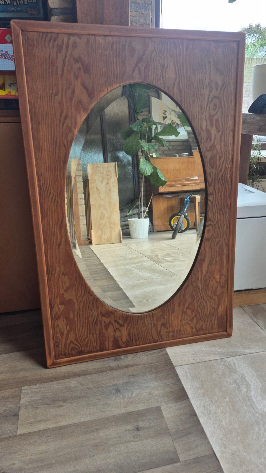 Vintage houten spiegel - Perfect voor bruiloft decoratie, Ophalen, Rechthoekig, 100 tot 150 cm