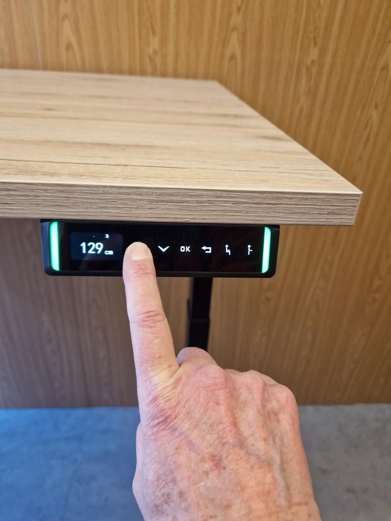 Zit/sta bureau Rise+ Premium 140x80 eiken/zwart (nieuw), Ophalen, Metaal, In hoogte verstelbaar, Nieuw