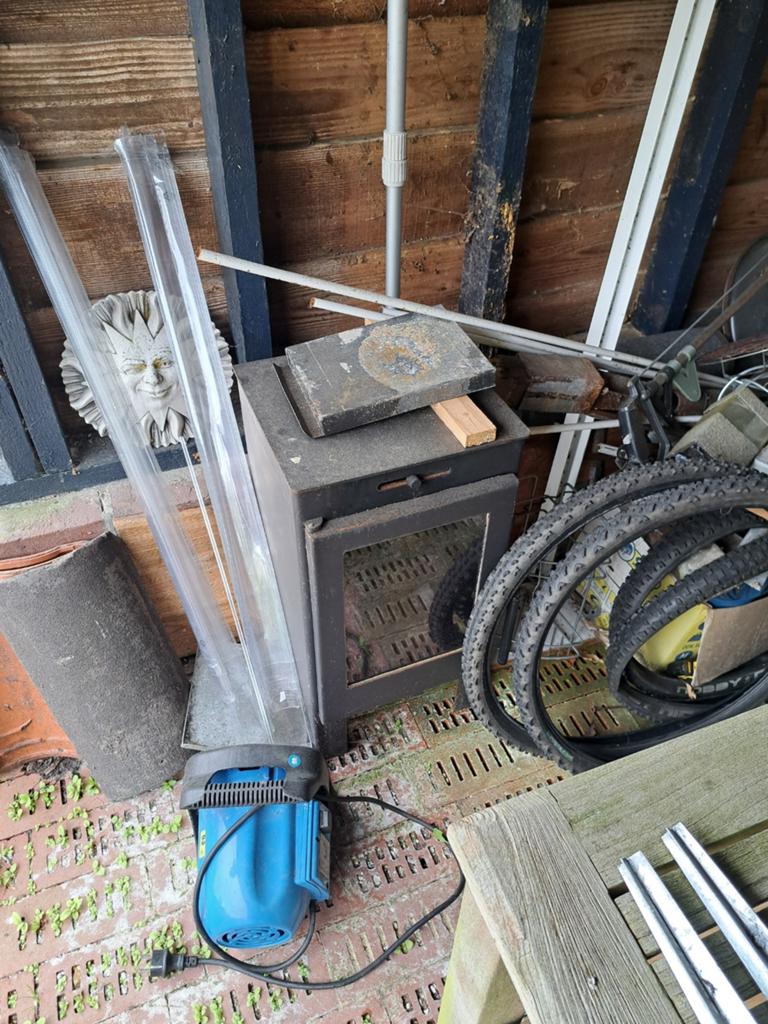 Gietijzeren Hout kachel met schoorsteen, Ophalen, Gebruikt, Houtkachel, Vrijstaand