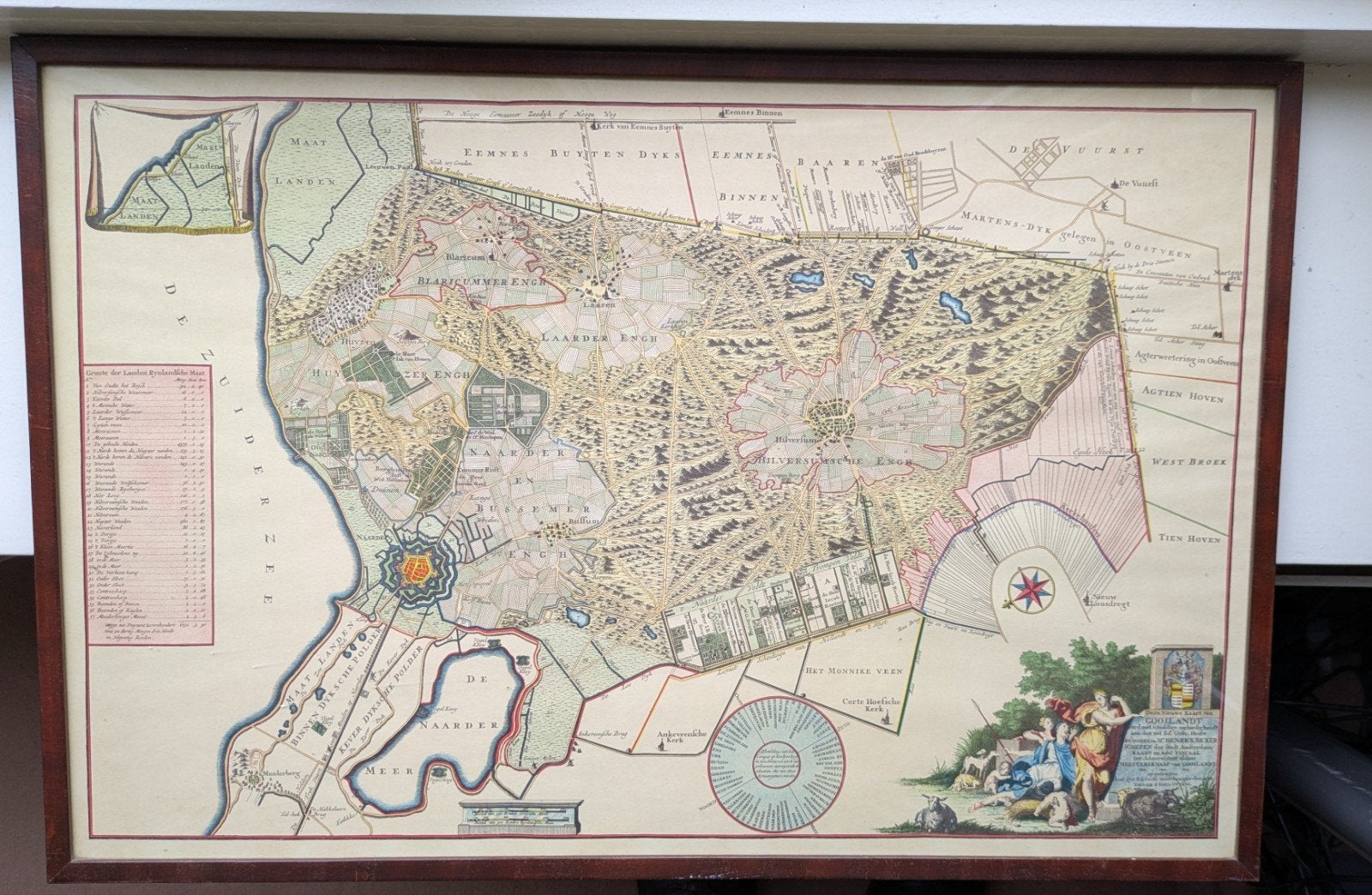 kopergravure "Nieuw kaart Gooiland", Ophalen of Verzenden, 1800 tot 2000, Nederland, Landkaart