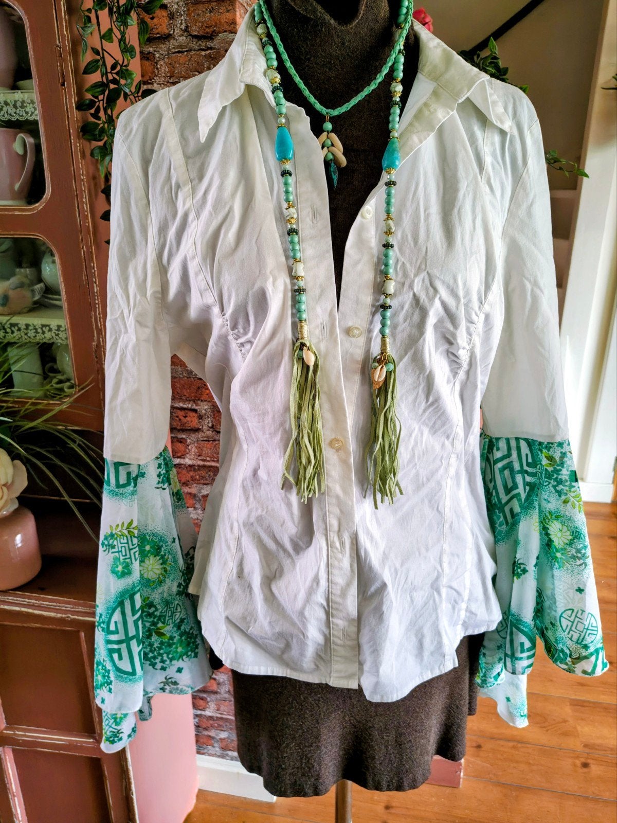 blouse wit Ibiza boho mouwen maat l xl 44 46, Ophalen of Verzenden, Zo goed als nieuw, Wit
