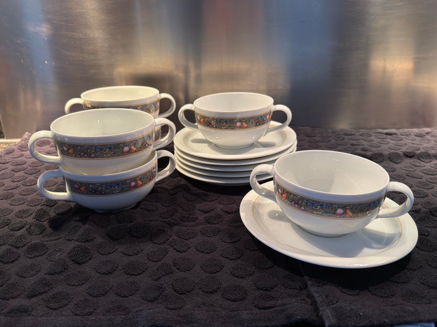 Set van 6 Vintage Sophienthal Soepkommen met Schotel, Ophalen of Verzenden