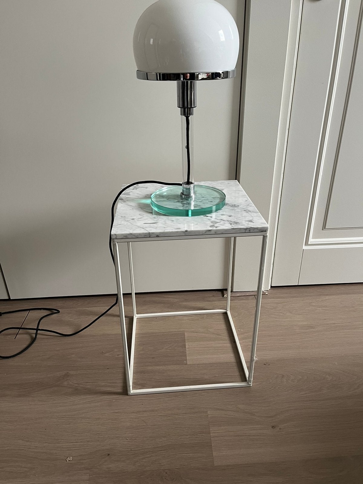Bijzettafel marmer blad, Minder dan 55 cm, Rond, Zo goed als nieuw, Ophalen