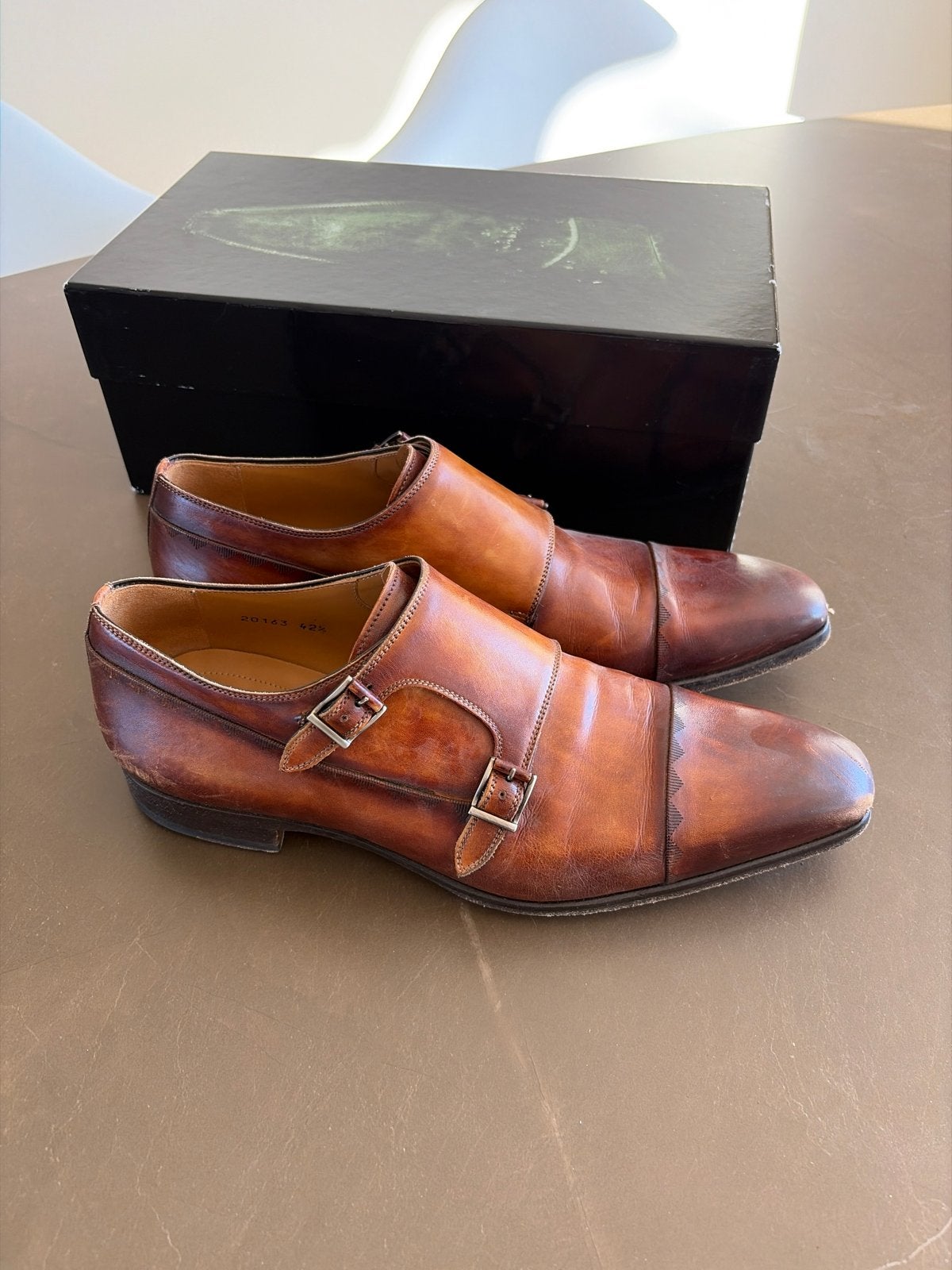 Magnanni gespschoenen - bruin leer - maat 42 +, Ophalen of Verzenden, Gedragen, Bruin, Gespschoenen