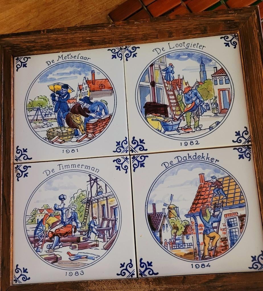 Oude ambachten op tegelplateau 30x30 cm, Ophalen of Verzenden