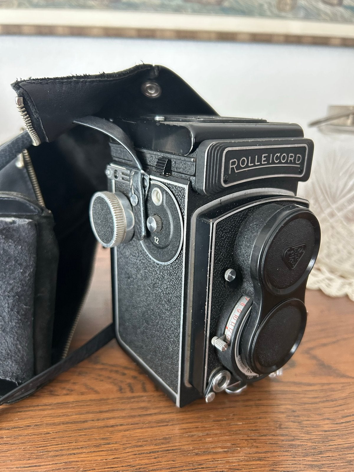 Rolleicord TLR camera met lederen tas, Ophalen of Verzenden, Niet werkend, Spiegelreflex, Overige Merken
