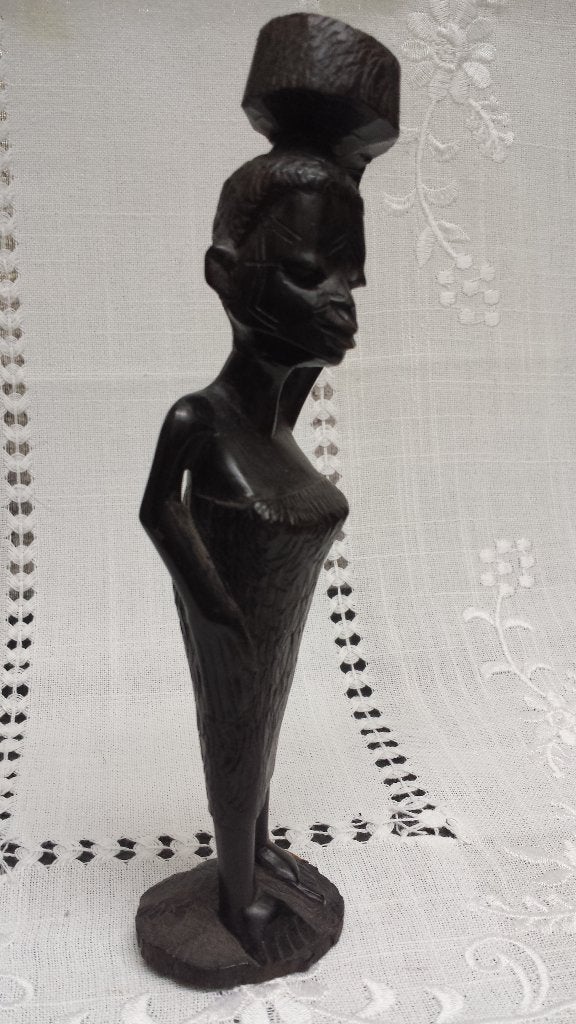 BEELDJE Afrikaanse VROUW > Houtsnijwerk KENIA < Tribal Art, Hout, Afrika, Handgemaakt, 18 cm