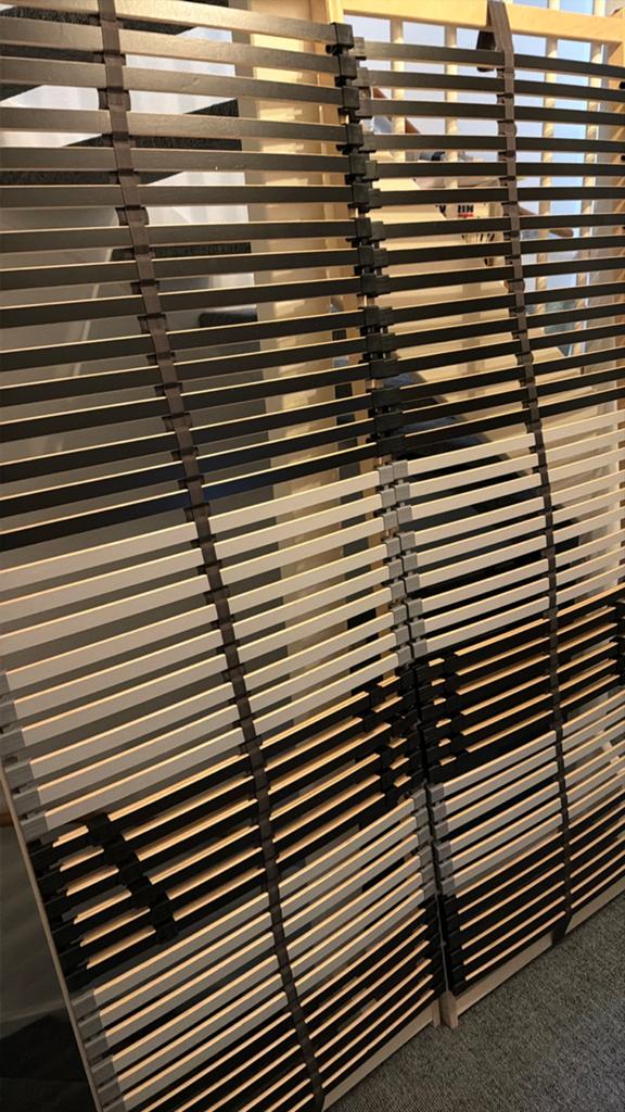 Ikea Leirsund lattenbodem 140x200 cm, Huis en Inrichting, Slaapkamer | Bedden, Ophalen, Gebruikt, Wit, Tweepersoons