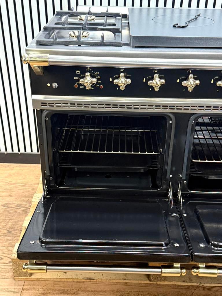 Luxe Lacanche met coupe de feu zwart/messing 2 ovens 100 cm, Fornello Esperta, Ophalen of Verzenden, Zo goed als nieuw, Gas