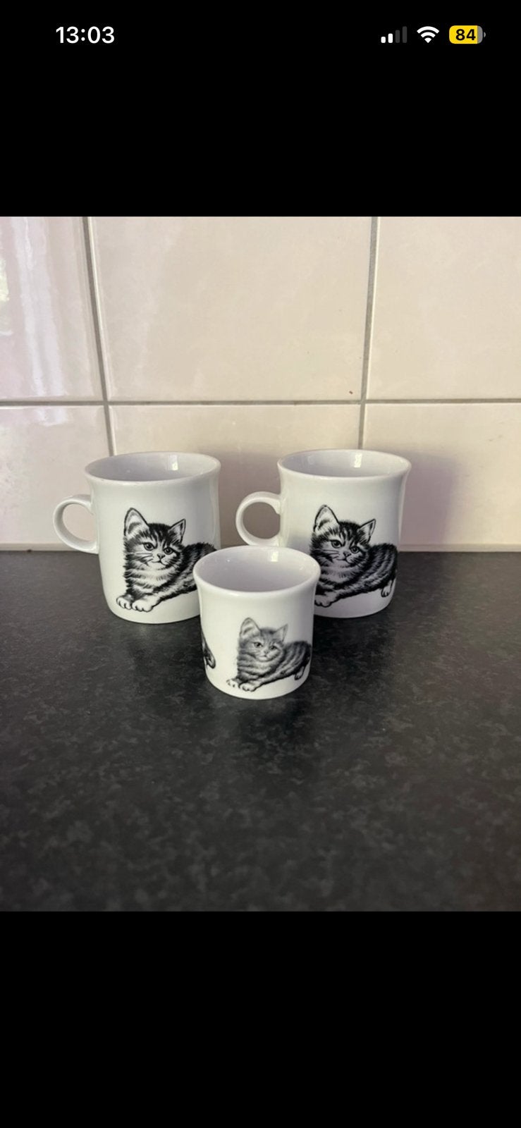 Set pair of mokken/kopjes Eversberg West Germany kat, Overige merken, Vintage, Zo goed als nieuw, Porselein