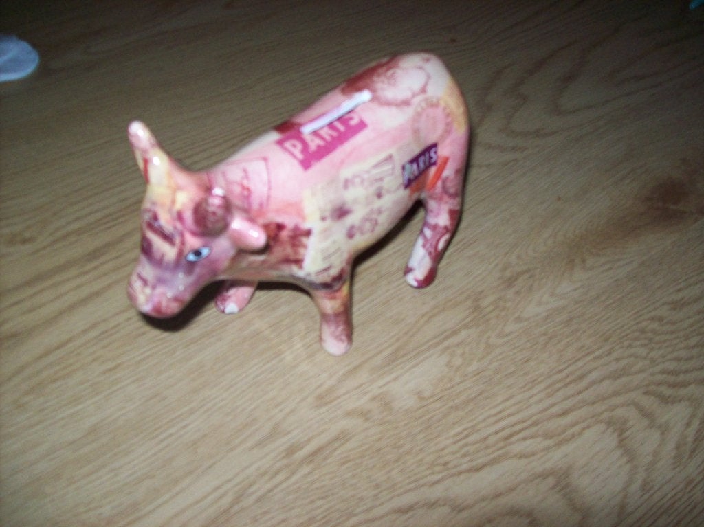 mooie aardewerk koe (pris) spaarpot 18breed ,12hoog, Antiek en Kunst, Ophalen