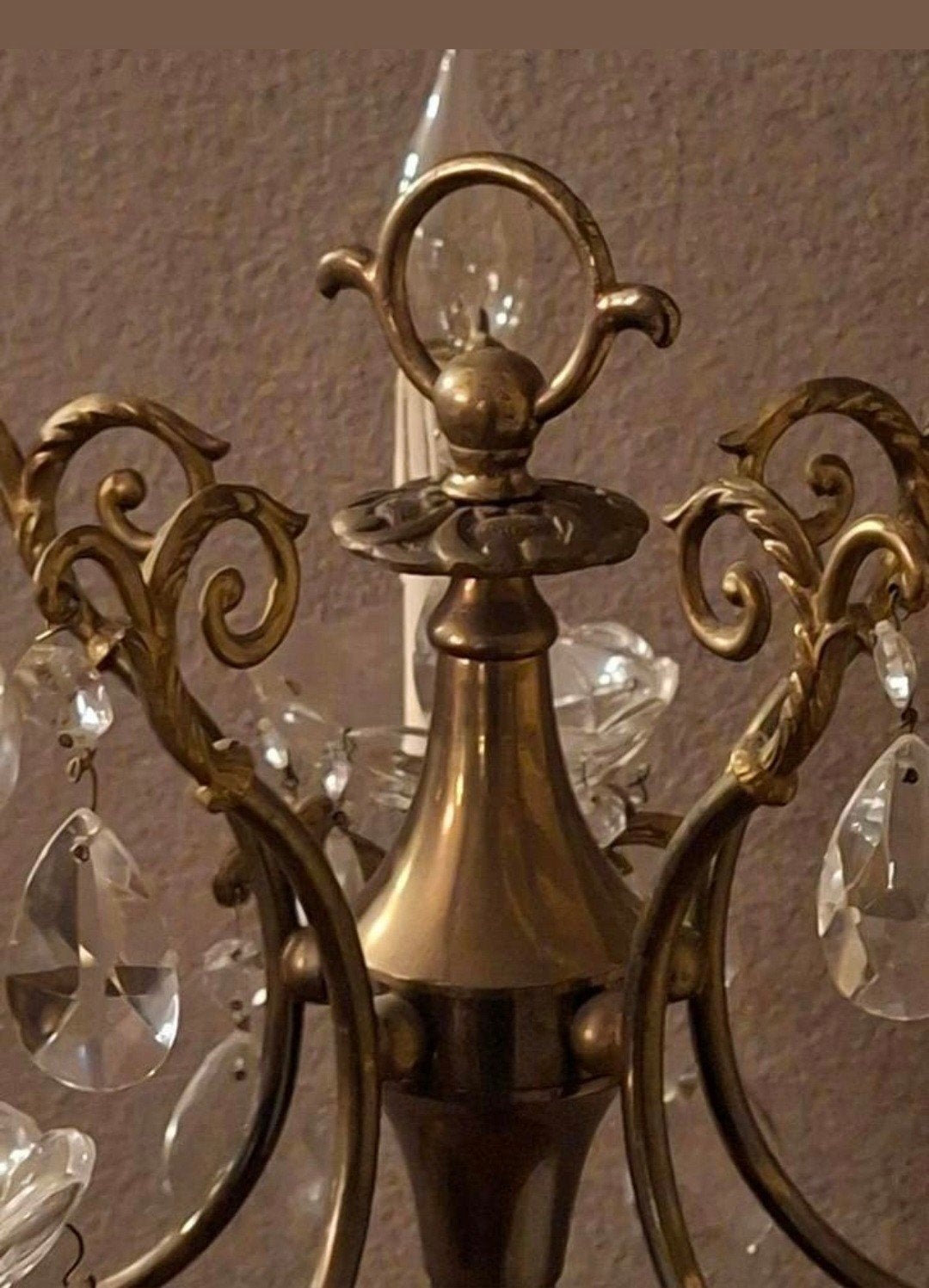 Elegante staande lamp met kristallen en messing details, Ophalen, Zo goed als nieuw, Klassiek, Barok, Chique, Glas
