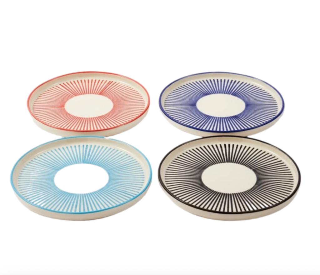 Polspotten Marine Striped Borden Set 4 | Van €65, voor, Polspotten, Nieuw, Ophalen of Verzenden, Bord(en)