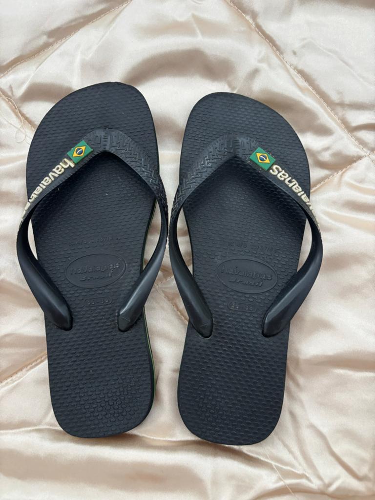 Havaianas Brasil teenslippers maat 35-36, Ophalen of Verzenden, Gedragen, Zwart, Slippers