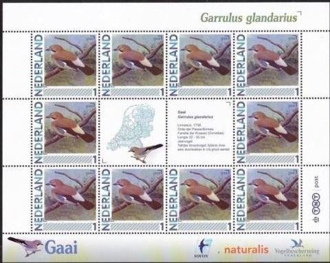 Vogels in Nederland Vel Gaai, Ophalen of Verzenden, Postfris