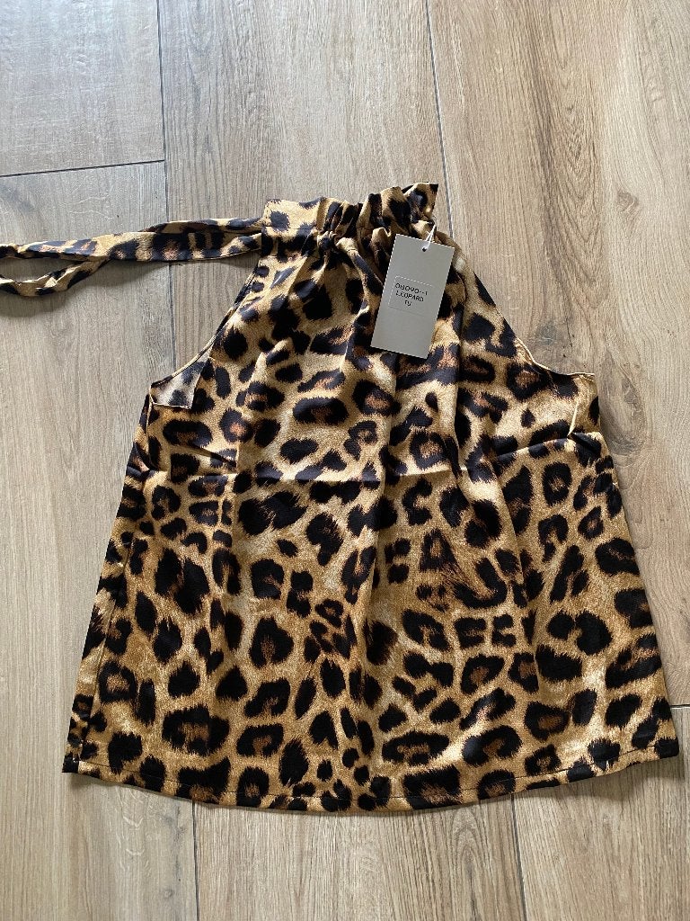 Haltertop Leopard Shiny Nieuw!, Kleding | Dames, Overige kleuren, Choklate Paris, Nieuw, Zonder mouw