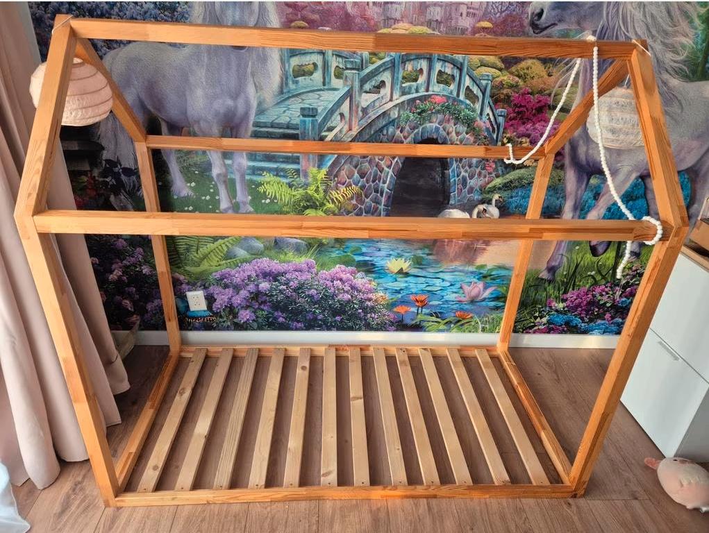 Huisjesbed / Bedhuisje - Naturel 170x90, Kinderen en Baby's, Kinderkamer | Bedden, Ophalen, 85 tot 100 cm, Zo goed als nieuw, Lattenbodem