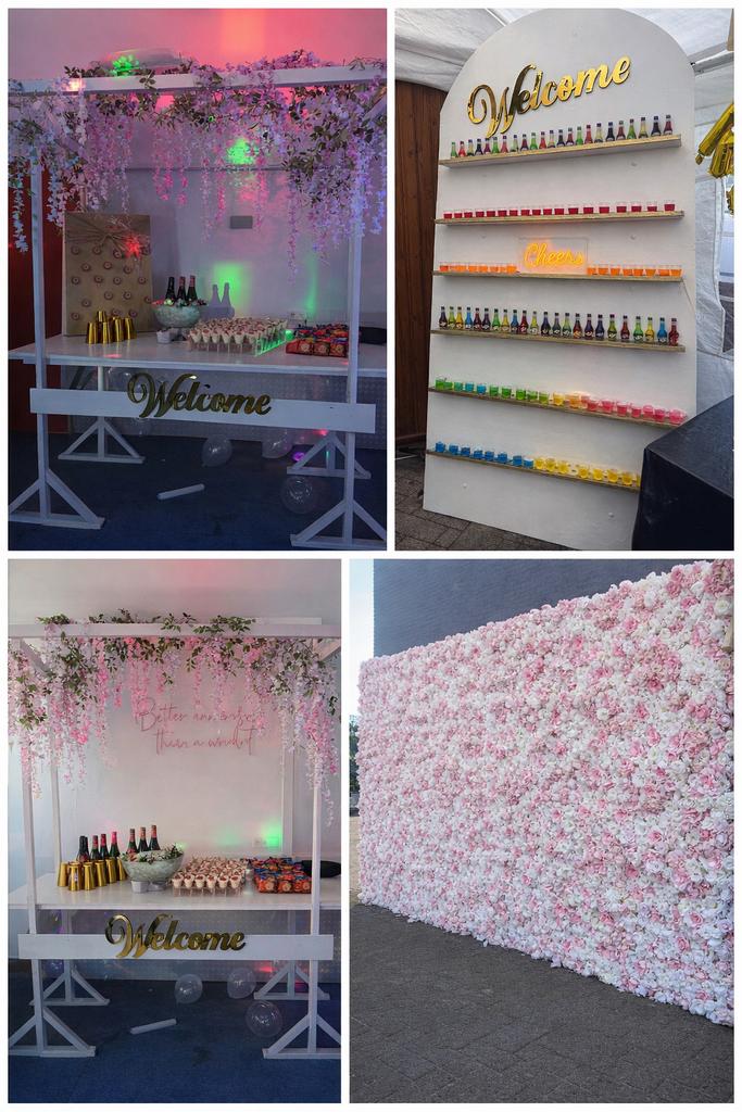 Bloemenwand, coctail/shotjeswand en kraam te huur, Ophalen of Verzenden, Zo goed als nieuw, Overige