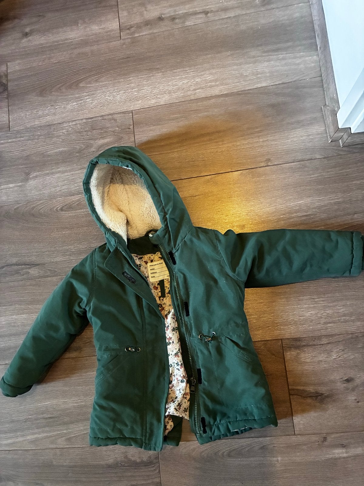 Groene winterjas met bloemenprint voor kind, Kinderen en Baby's, Ophalen, Gebruikt, Jongen of Meisje, Jas