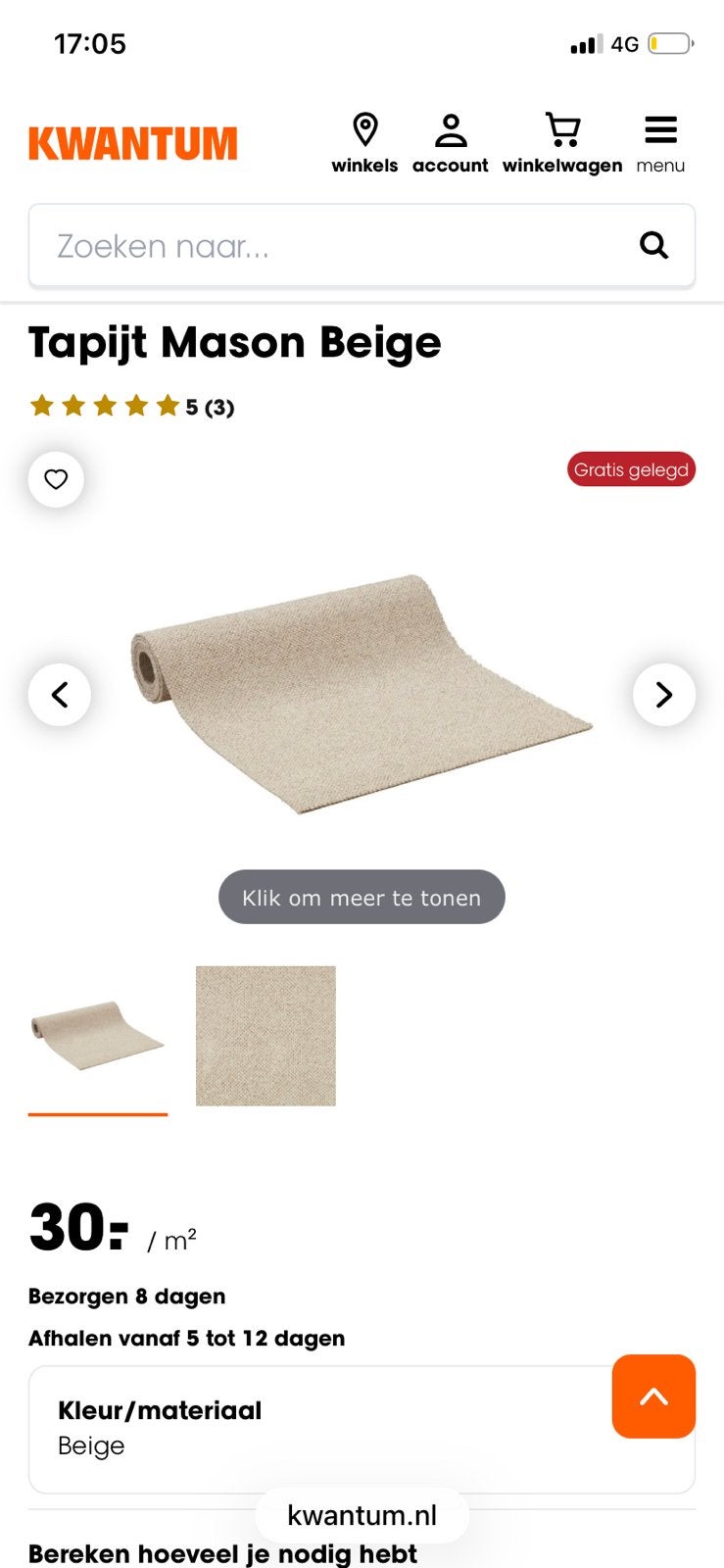 Tapijt Mason beige Kwamtum, Ophalen, Beige, 150 tot 200 cm, 200 cm of meer