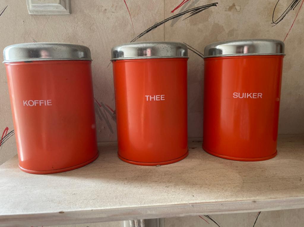 Koffie thee suiker blikken, Huis en Inrichting, Keuken | Potten en Pannen, Ophalen of Verzenden, Gebruikt, Overige materialen