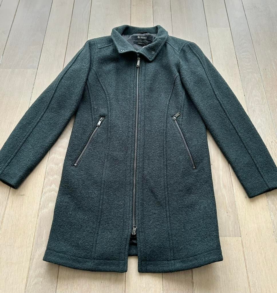 Nieuwe manteljas van Reset, maat 36. Dark Teal. Blended wol., Ophalen of Verzenden, Nieuw, Maat 36 (S), Groen