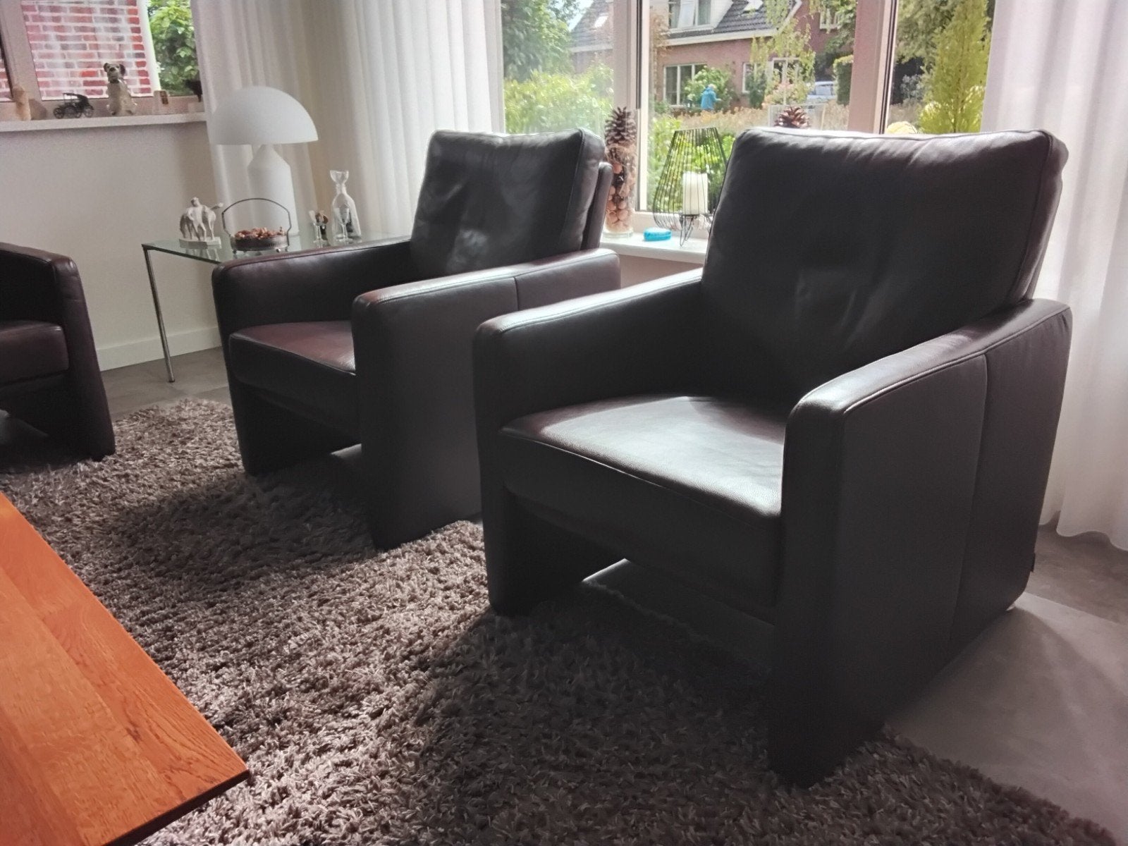 W. Schillig leren bankstel bruin  2,5 zits en 2 fauteuils, Ophalen, 150 tot 200 cm, Tweepersoons, Zo goed als nieuw