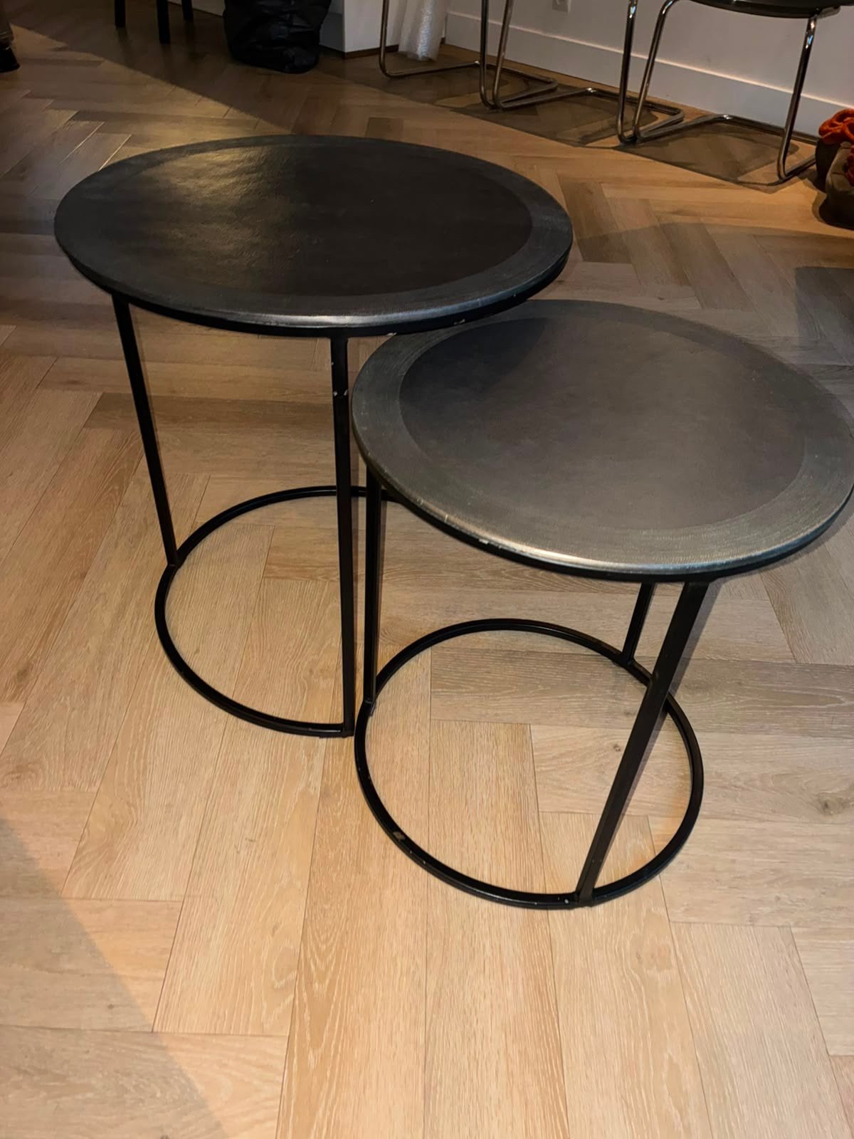 Salontafel, Bijzettafels  - Set van 2 salontafels, Huis en Inrichting, Tafels | Bijzettafels, Minder dan 55 cm, Gebruikt, Metaal of Aluminium