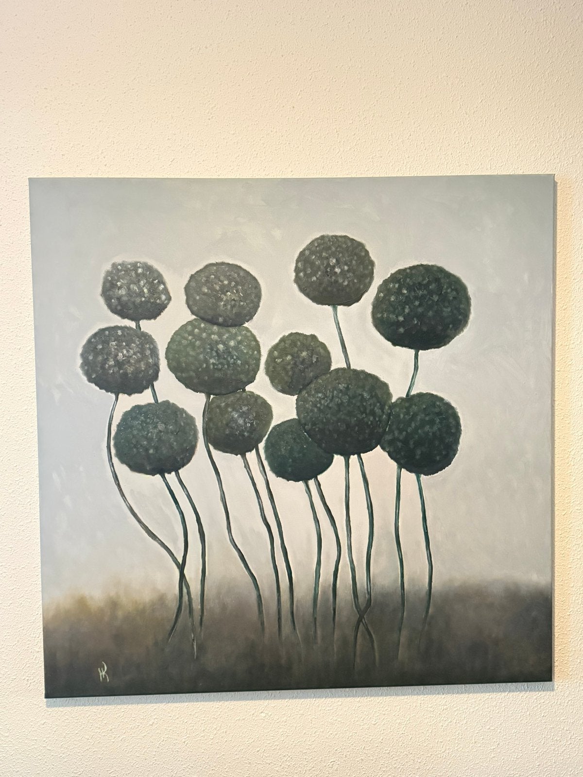 Modern schilderij met abstracte bloemen, Ophalen, Acrylverf, Handgeschilderd, Bloemen