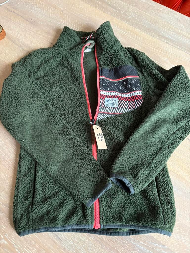 Protest fleece vest maat 164 groen neon roze, Gebruikt, Protest, 100 tot 140 cm, Ophalen of Verzenden