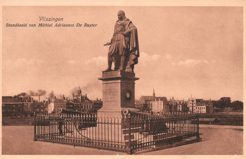 Vlissingen, Standbeeld Michiel de Ruyter (1919) 130978, Ophalen of Verzenden, Voor 1920, Gelopen, Zeeland