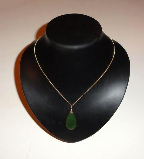 Ketting met hanger Jade goud 18 karaat, Sieraden, Tassen en Uiterlijk, Edelstenen, Ophalen of Verzenden, Zo goed als nieuw