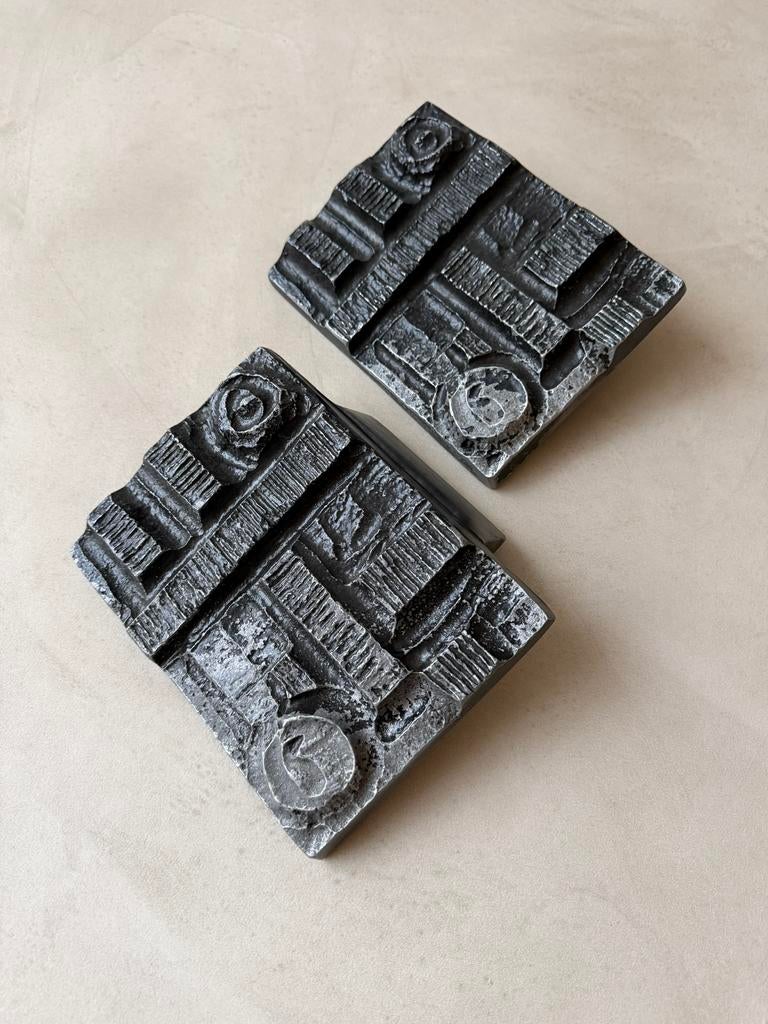 Brutalist gietijzeren deurknoppen 70s sculpturaal design set, Ophalen of Verzenden
