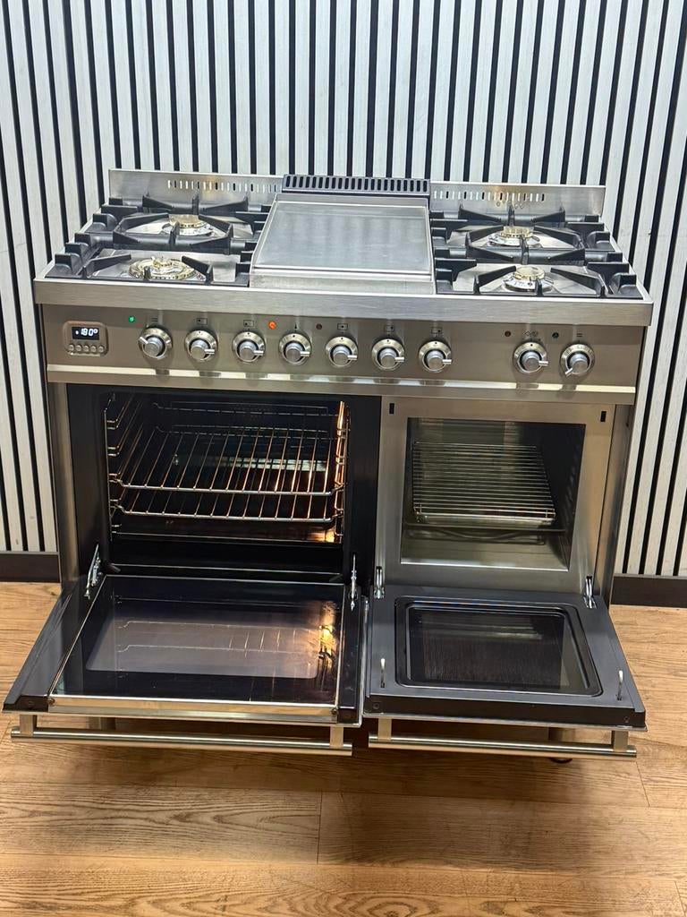 Luxe Boretti 100 cm Gasfornuis met Oven en Magnetron, Witgoed en Apparatuur, Fornuizen, Fornello Esperta, Zo goed als nieuw, Energieklasse A of zuiniger