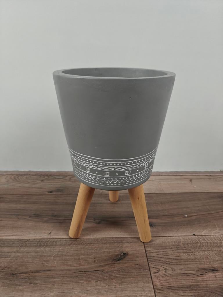 Intratuin bloempot grijs, Tuin en Terras, 25 tot 40 cm, Steen, Rond, Ophalen of Verzenden