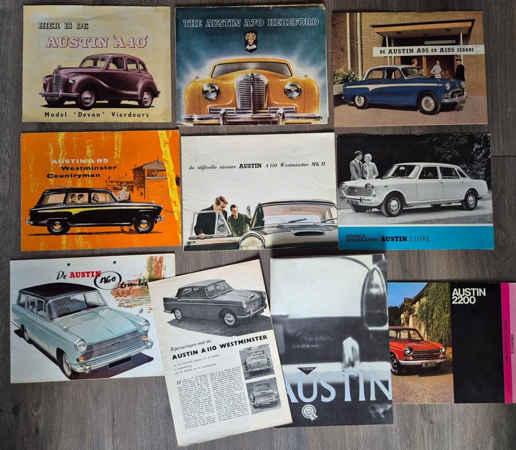 Folders Austin / Set van 9 / Ned-Engels, Ophalen of Verzenden, Zo goed als nieuw, Overige merken
