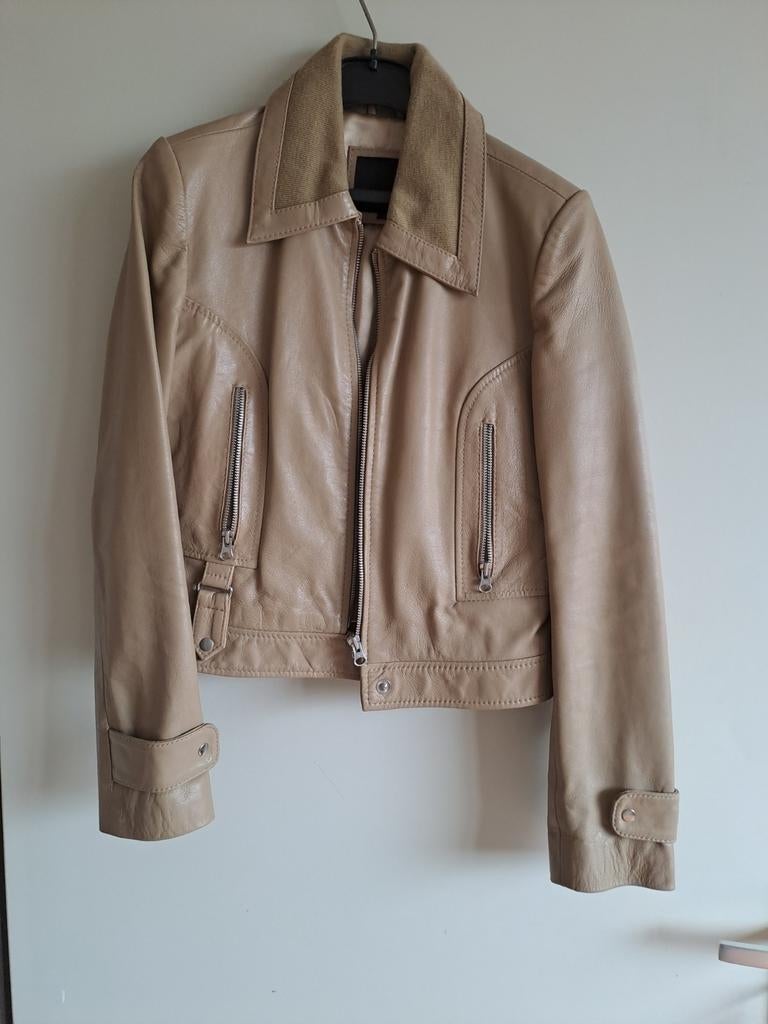 Vero Moda Leren Jasje - Beige - Maat M (S), Maat 38/40 (M), Vero Moda, Beige, Ophalen of Verzenden