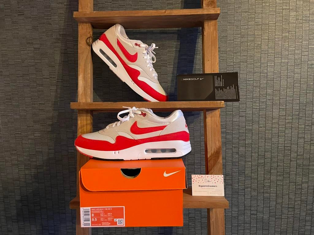 Nike Air Max 1 86 Golf EU 41 Big Bubble White University Red, Wit, Ophalen of Verzenden, Sneakers of Gympen, Zo goed als nieuw