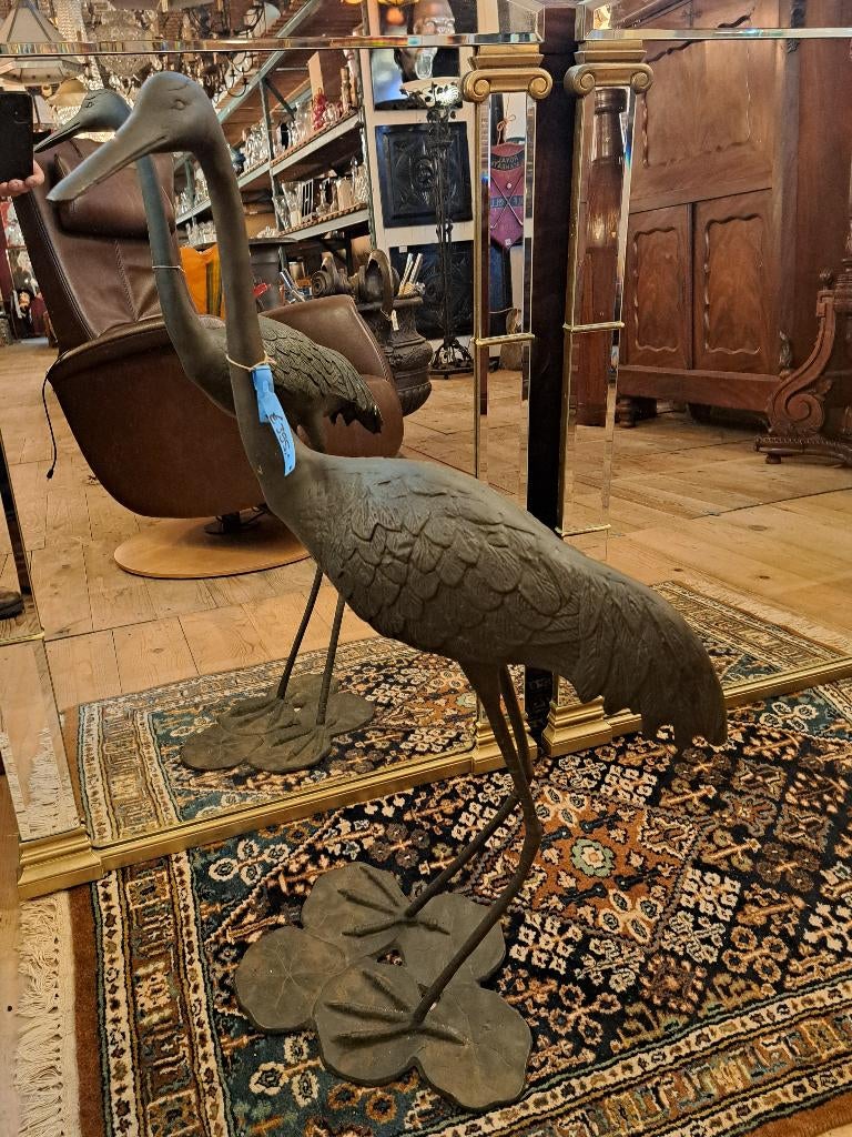 Bronzen kraanvogel erg mooi en een puntgaaf beeld 90 cm hoog, Ophalen of Verzenden