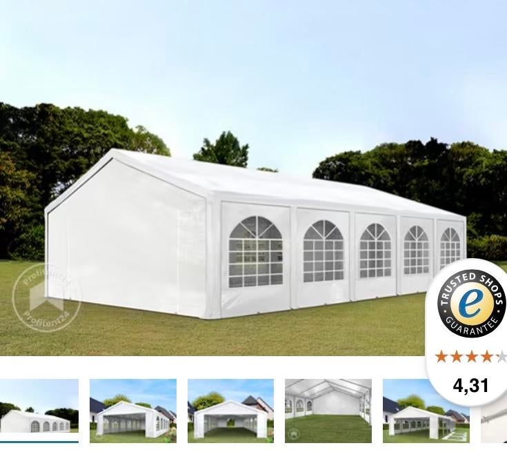 Partytent 5x10m prijs per weekend €150, Opvouwbaar, Partytent, Nieuw, 4 tot 6 meter