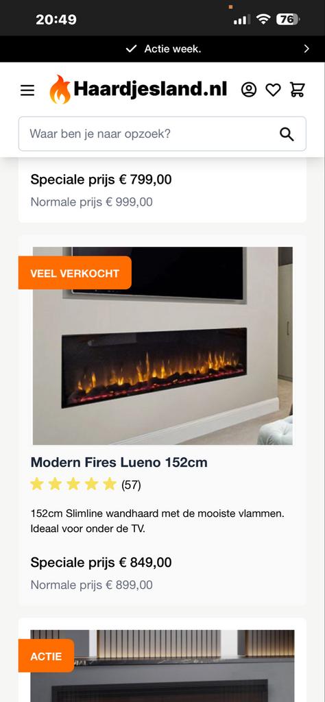 Moderne Elektrische Haard - Modern Fires Lueno 152cm, Ophalen of Verzenden, Gebruikt, Hangende haard, Elektrische haard