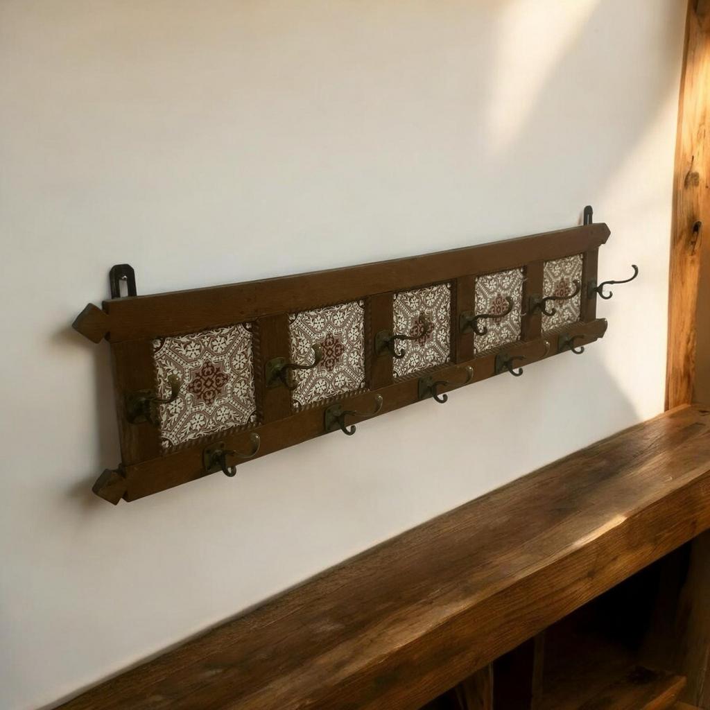 Antieke Jugendstil Kapstok met 11 Haken, Ophalen