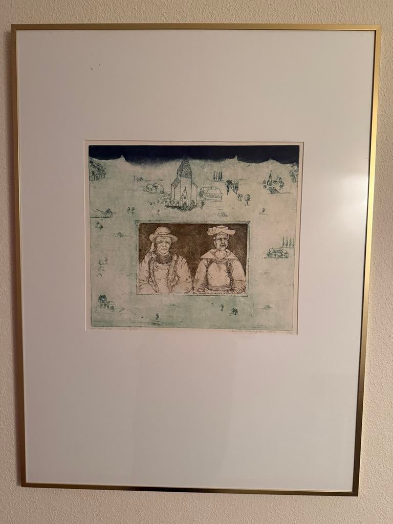 Marijke Raaijmakers - 'Het Dorp' Ets uit 1987, Antiek en Kunst, Kunst | Etsen en Gravures, Ophalen
