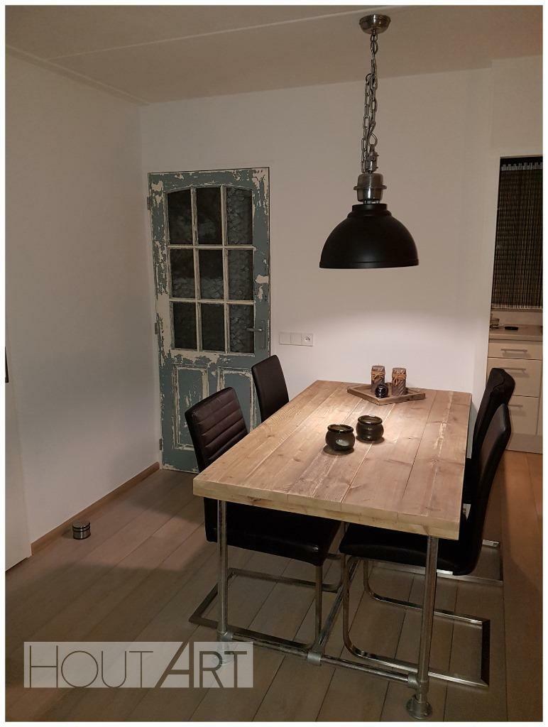 Luxe eettafel steigerhout met verzinkte steigerbuis! NIEUW, Info@hout-art.nl, Nieuw, Vijf personen of meer, 150 tot 200 cm