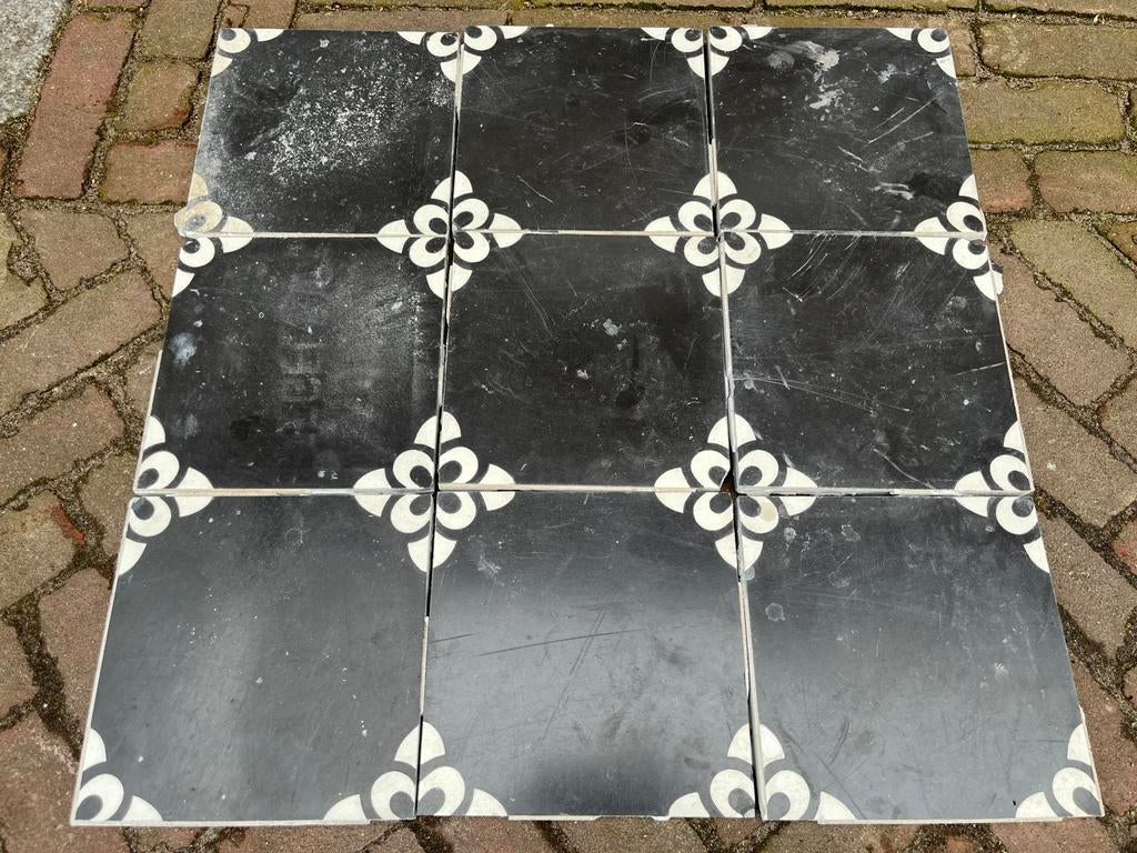 Portugese cement tegels, gebruikt, 40 stuks 20x20 cm., Doe-het-zelf en Verbouw, Tegels, Ophalen, Keramiek, Zo goed als nieuw, Minder dan 5 m²
