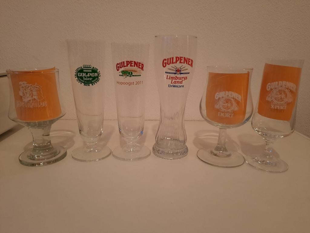 6 bierglazen Gulpener, Verzamelen, Biermerken, Ophalen, Zo goed als nieuw, Glas of Glazen, Overige merken