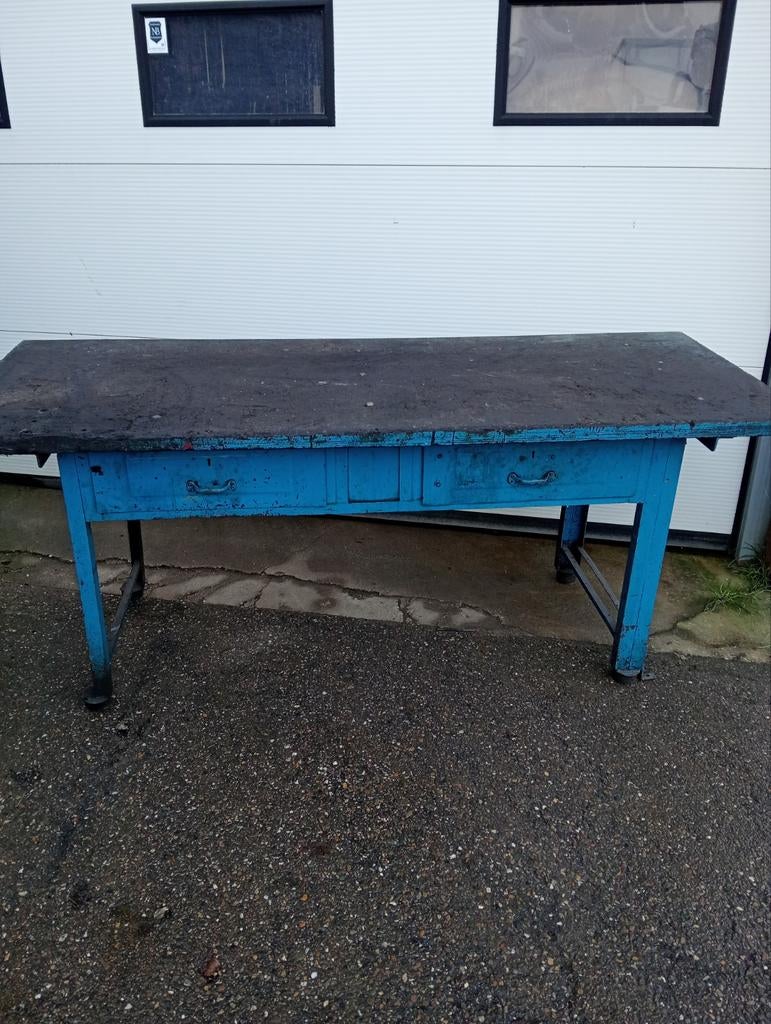 Oude industriële werkbanken buitenkeuken sidetable, Ophalen of Verzenden, Gebruikt