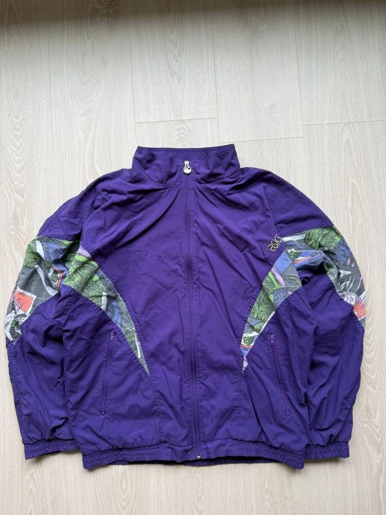 Retro ASICS Windbreaker XL, ., Paars, Maat 56/58 (XL), Ophalen of Verzenden