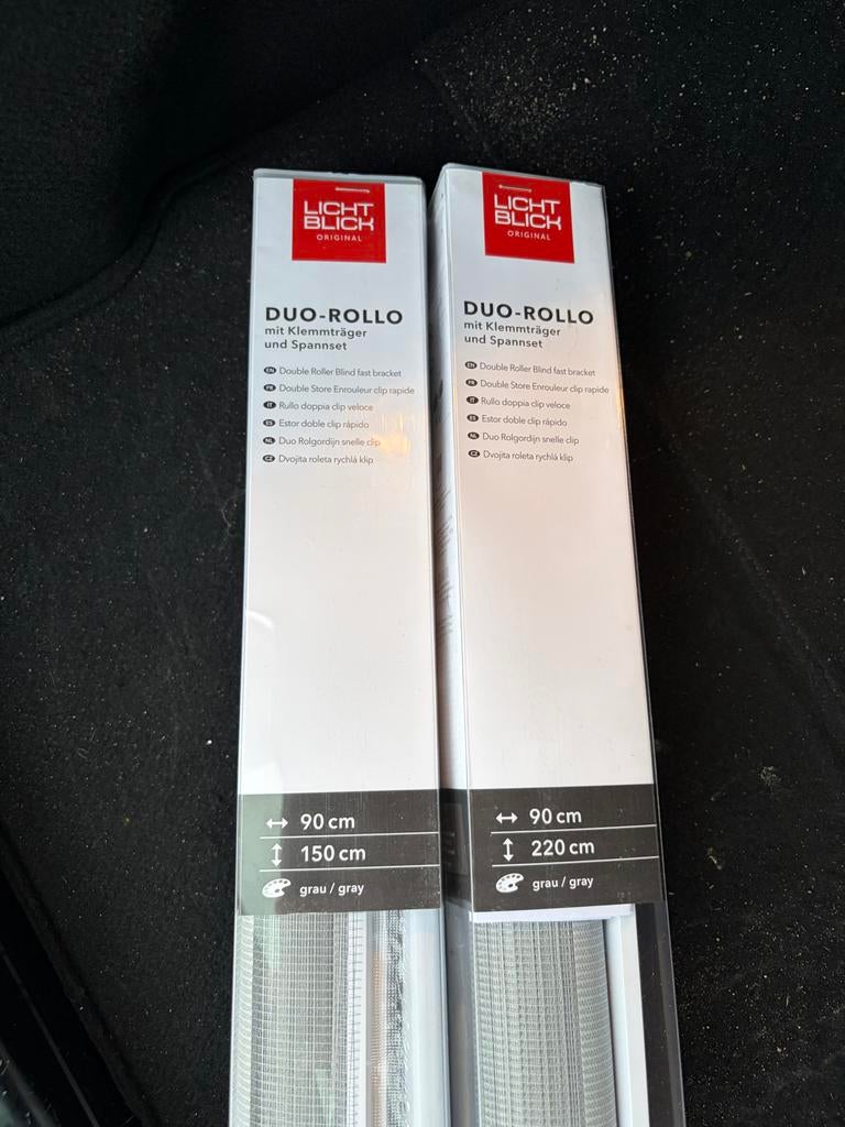 NIEUW Duo rolgordijnen grijs - 90x150cm & 90x220cm, Ophalen, 100 tot 150 cm, Nieuw, 50 tot 100 cm